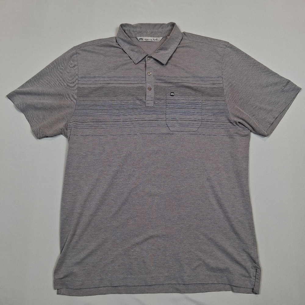Travis Mathew Chambers Bay Golf Polo Mens XL Grey/Blue Pima Cotton